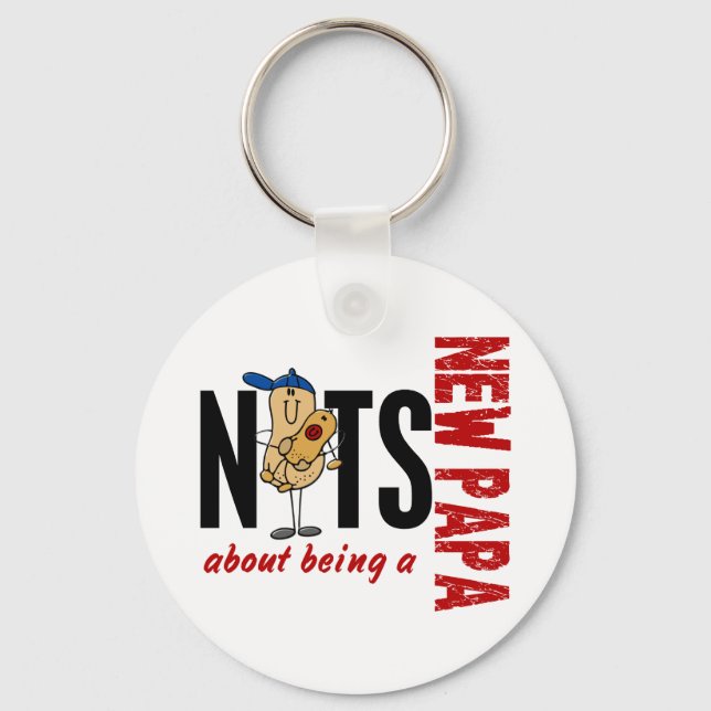 Nuts About Being A New Papa 1 Red Key Ring (Front)