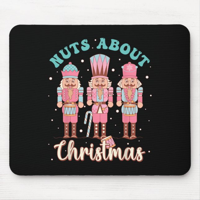 Nuts About Christmas Fun Pastel Christmas Nutcrack Mouse Pad (Front)
