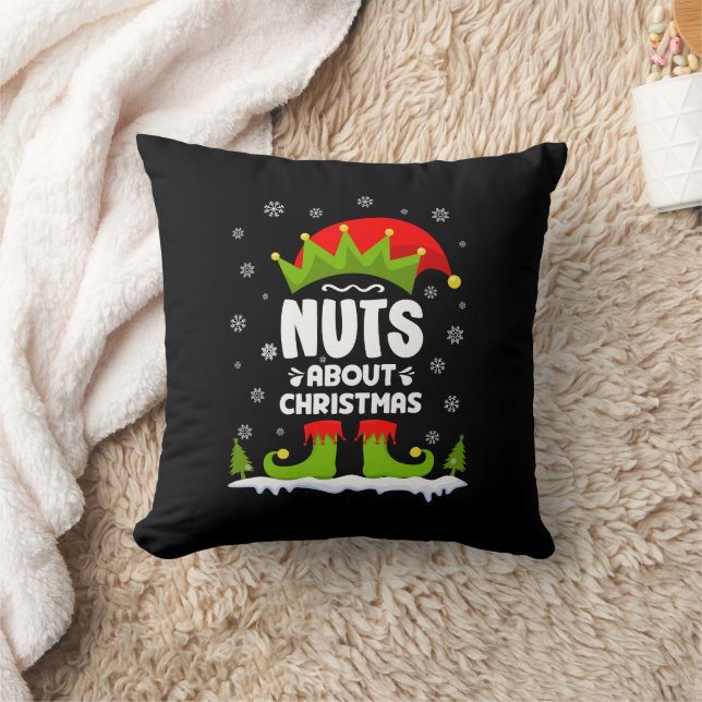 Nuts About Christmas Funny Xmas Elf Gift Cushion (Blanket)