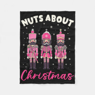 Nuts About Christmas Pink Nutcracker Christmas Squ Fleece Blanket