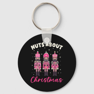 Nuts About Christmas Pink Nutcracker Christmas Squ Key Ring