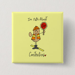 Nuts About Construction T-shirts and Gifts 15 Cm Square Badge