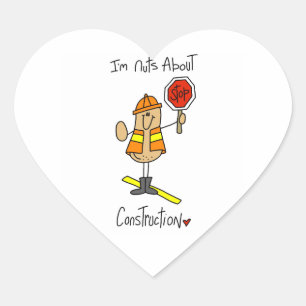 Nuts About Construction T-shirts and Gifts Heart Sticker