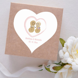 Nuts About Each Other Cute Bride and Groom Wedding Heart Sticker