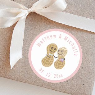 Nuts About Each Other Cute Couple Wedding Favour Classic Round Sticker