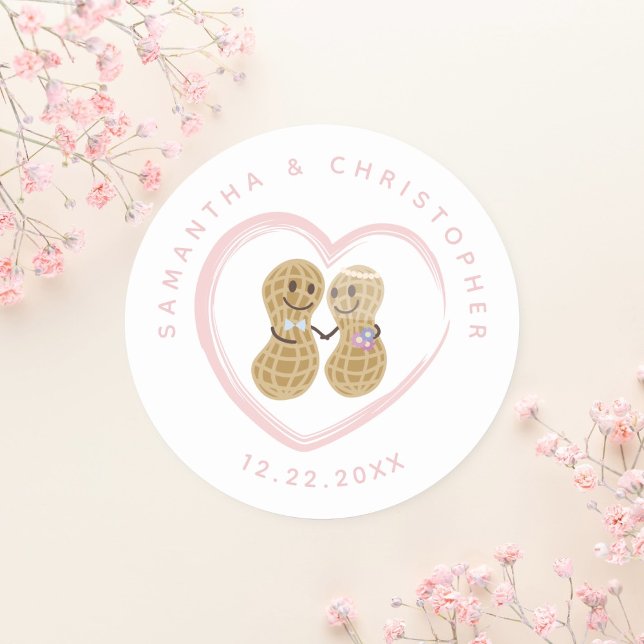 Nuts About Each Other Cute Couple Wedding Favour Classic Round Sticker (Creator Uploaded)