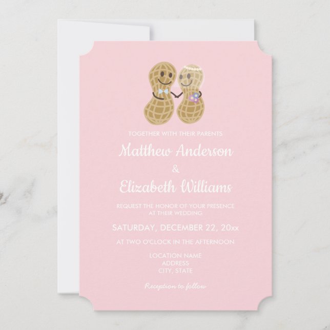 Nuts About Each Other Elegant Pink Wedding Invitation (Front)