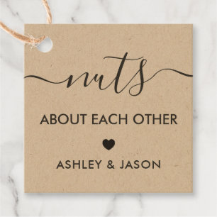 Nuts about Each Other Tags, Wedding Tag, Kraft Favour Tags