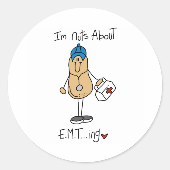 Nuts About EMT-ing Classic Round Sticker (Front)