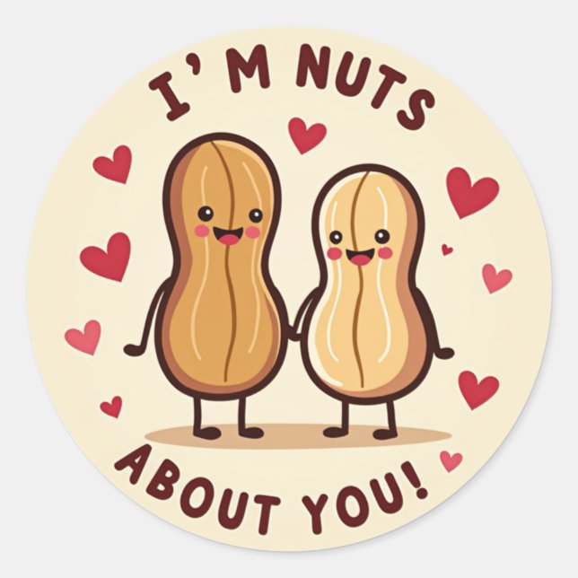 Nuts About Love: Adorable Peanut Couple sticker (Front)