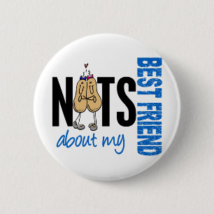 Nuts About My Best Friend 1 Blue 6 Cm Round Badge