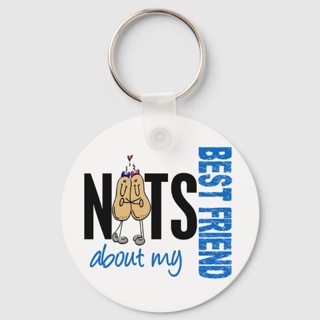 Nuts About My Best Friend 1 Blue Key Ring (Front)