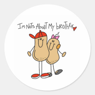 Nuts About My Brother Classic Round Sticker