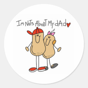 Nuts About My Dad-Girl Classic Round Sticker