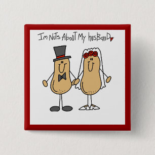 Nuts About My Husband T-shirts and Gifts 15 Cm Square Badge