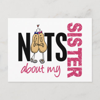 Nuts About My Sister 1 Pink Postcard