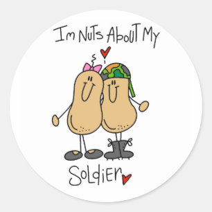 Nuts About My Soldier T-shirts and Gifts Classic Round Sticker
