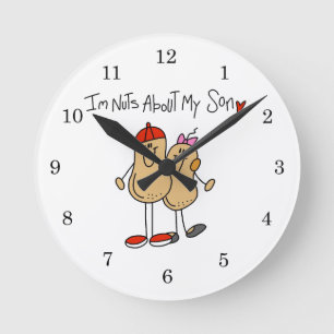 Nuts About My Son T-shirts and Gifts Round Clock