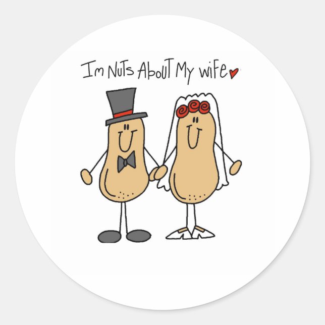 Nuts About My Wife Classic Round Sticker (Front)