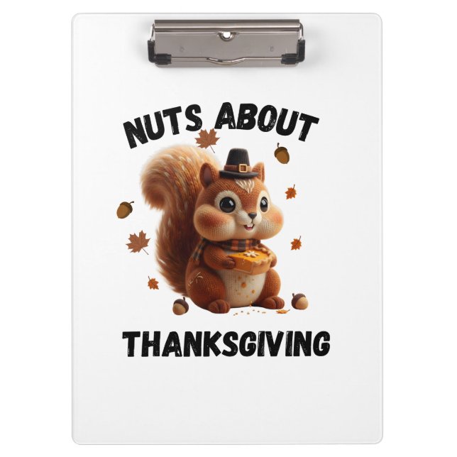 Nuts About Pie – Cute Yarn Squirrel Thanksgiving  Clipboard (Front)