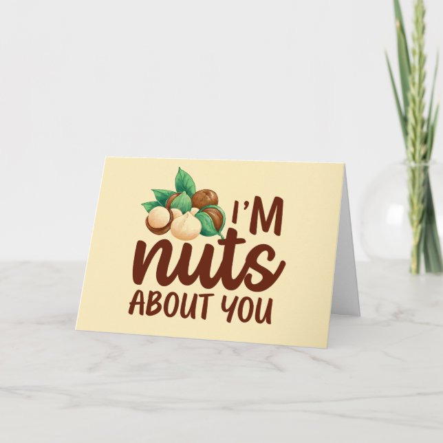 Nuts About You Cute Love Pun Funny Valentine's Day Holiday Card (Front)