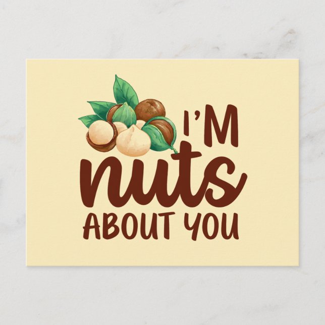 Nuts About You Cute Love Pun Funny Valentine's Day Postcard (Front)