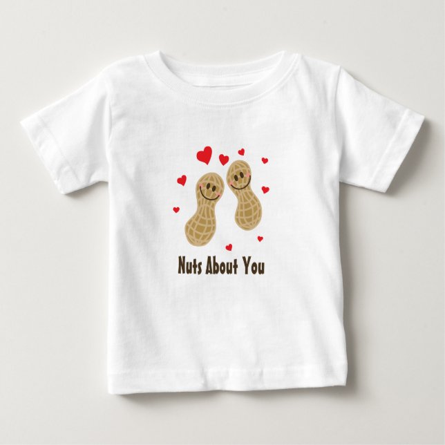 Nuts About You Cute Peanuts Food Pun Humour Unisex Baby T-Shirt (Front)