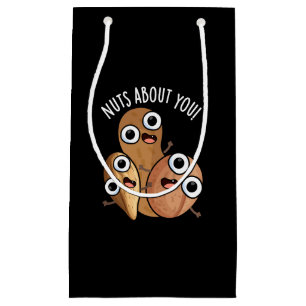 Nuts About You Funny Nut Puns Dark BG Small Gift Bag