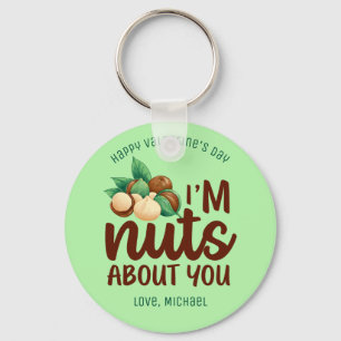 Nuts About You Funny Pun Cute Valentine's Day Key Ring