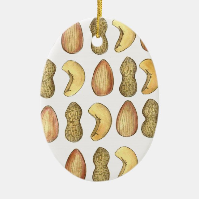 Nuts About You Peanut Almond Valentine's Day Ceramic Ornament (Front)