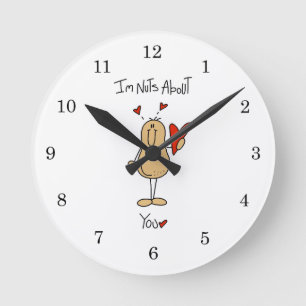 Nuts About You T-shirts and Gifts Round Clock