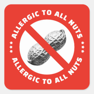 Nuts allergy square sticker