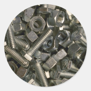 Nuts and bolts classic round sticker