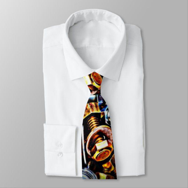 Nuts and Bolts Pop Art Tie (Tied)