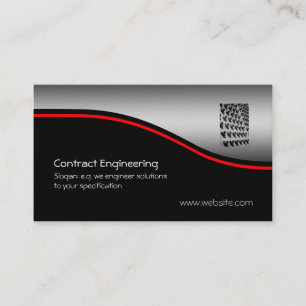 Nuts And Bolts, red swoosh on metallic-look Business Card
