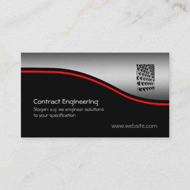 Nuts And Bolts, red swoosh on metallic-look Business Card (Front)