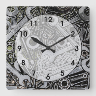 Nuts and Bolts Square Wall Clock