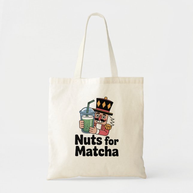 Nuts For Matcha Christmas Nutcracker Matcha Drink Tote Bag (Front)