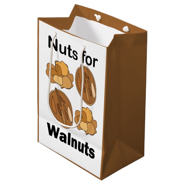 Nuts For Walnuts Funny Medium Gift Bag (Front Angled)