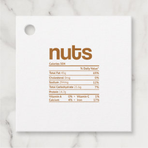 Nuts Nutrition Facts Funny Thanksgiving Christmas Favour Tags