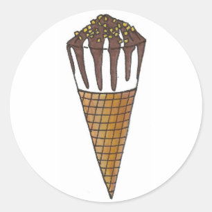 Nutty Buddy Chocolate Ice Cream Cone Foodie Classic Round Sticker