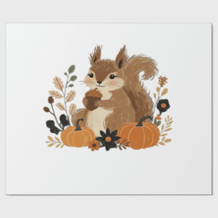 Nutty Harvest Squirrel�s Autumn Treasure Classic T Wrapping Paper