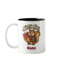 Nutty Noel Squirrel Christmas Mug, Personalised
