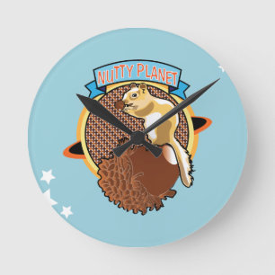 Nutty planet round clock