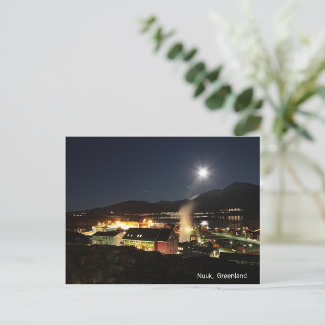 Nuuk, Greenland Night View Holiday Postcard (Standing Front)
