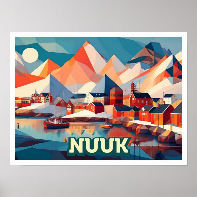 Nuuk Greenland Travel artistic colourful Poster (Front)