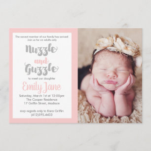 Nuzzle and Guzzle Baby Photo Invitation II