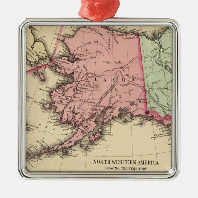 NW America Map by Mitchell Metal Tree Decoration (Front)