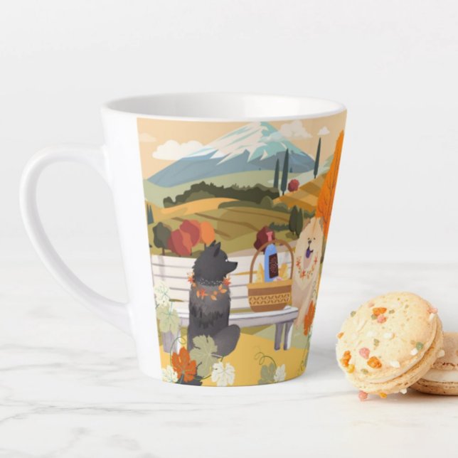 NW AUTUMN finnish lapphund  and  chow  Latte Mug (Creator Uploaded)