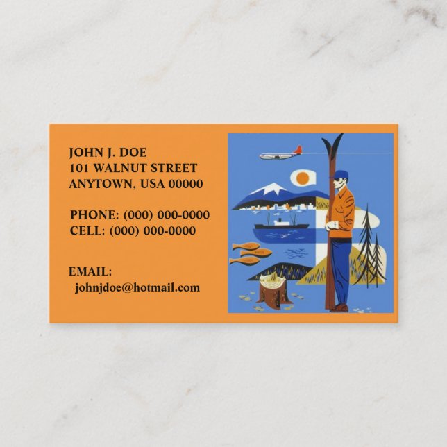 NW RETRO STYLE AIRPLANE SKIS SHIP BUSINESS CARDS! CARD (Front)